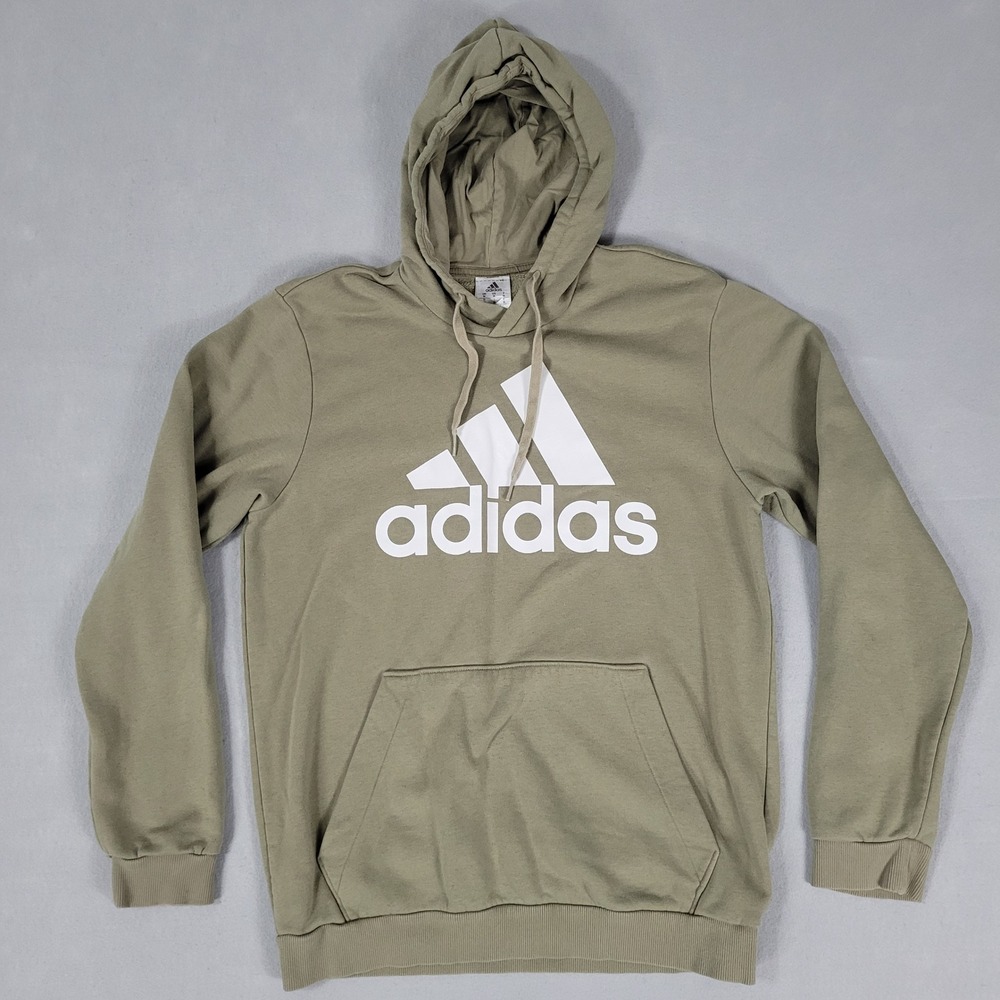 Adidas Hoodie Men Medium Olive Green Graphic Logo Regular Fit Fleece H12201
